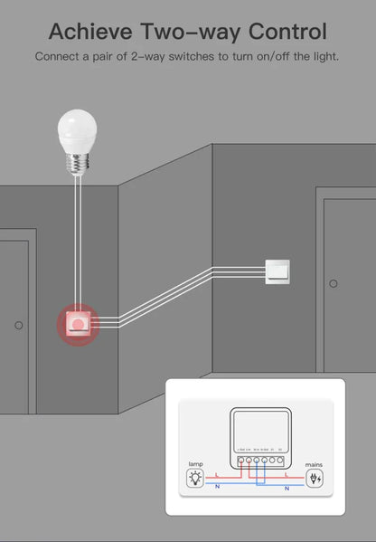 16A Tuya Smart WiFi Switch,2-way Mini Light Switch Power Metering Breaker