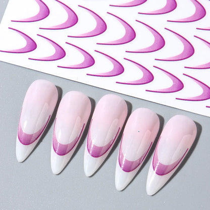 6pcs French Manicure Sticker Gradient Stripe Lines Sliders For Nails