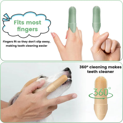 Dog Toothbrush, 360° Cleaning Finger Toothbrush for Dogs