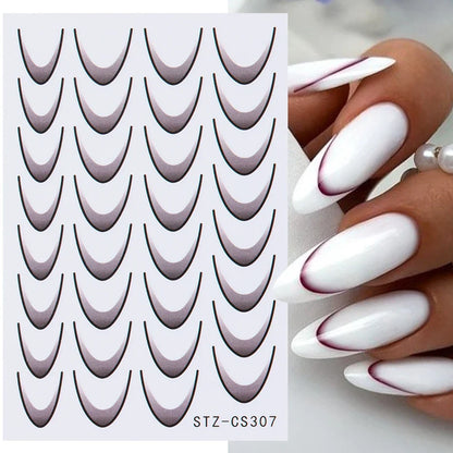 6pcs French Manicure Sticker Gradient Stripe Lines Sliders For Nails