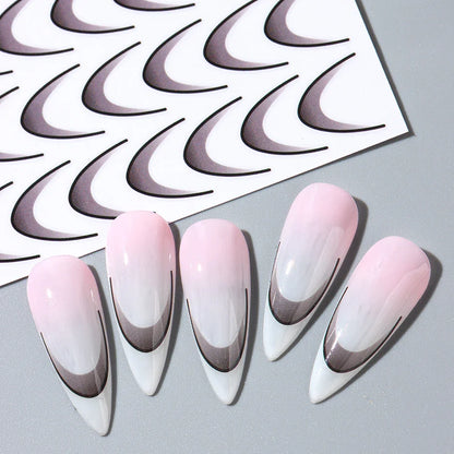 6pcs French Manicure Sticker Gradient Stripe Lines Sliders For Nails