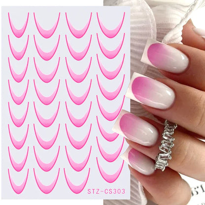 6pcs French Manicure Sticker Gradient Stripe Lines Sliders For Nails